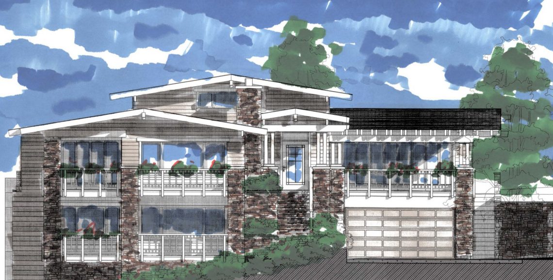 Davies Residence, Colored Elevation